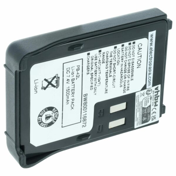 Bateria vhbw para Rádio Kenwood PB-42Li, PB-42L, PB-42 - 1500 mAh 7.4 V Li-Ion