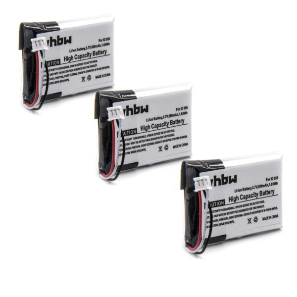 Bateria vhbw 500 mAh 3.7 V Li-polímero para telefones fixos Philips, Grundig, GE e compatíveis - Pack de 3