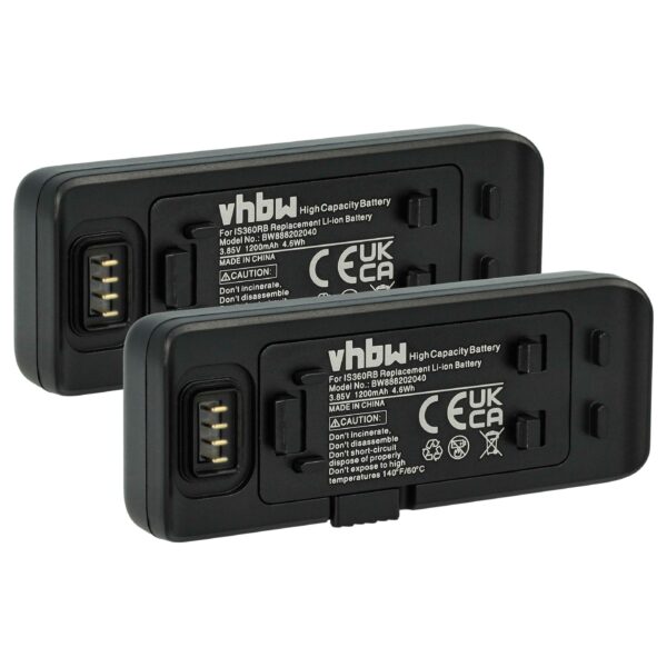 2x Bateria vhbw para Insta360 ONE R / Twin Edition - 1200mAh, 3.85V, Li-Ion