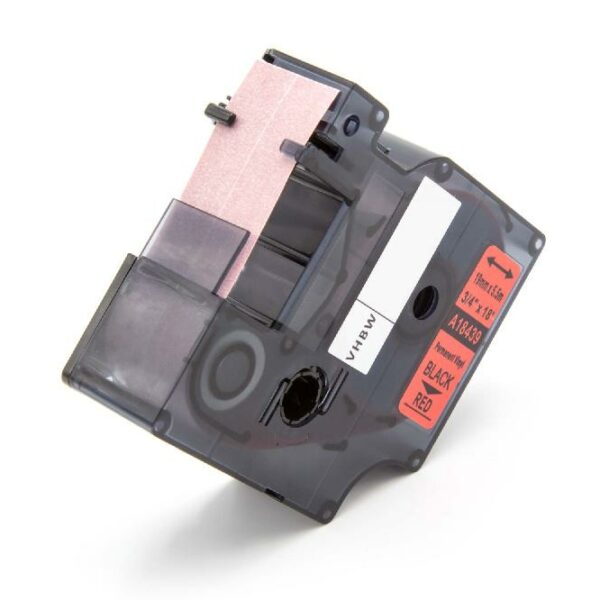 Fita de Etiquetas vhbw substitui Dymo 18439 - 19 mm Preto sobre Vermelho, Vinil
