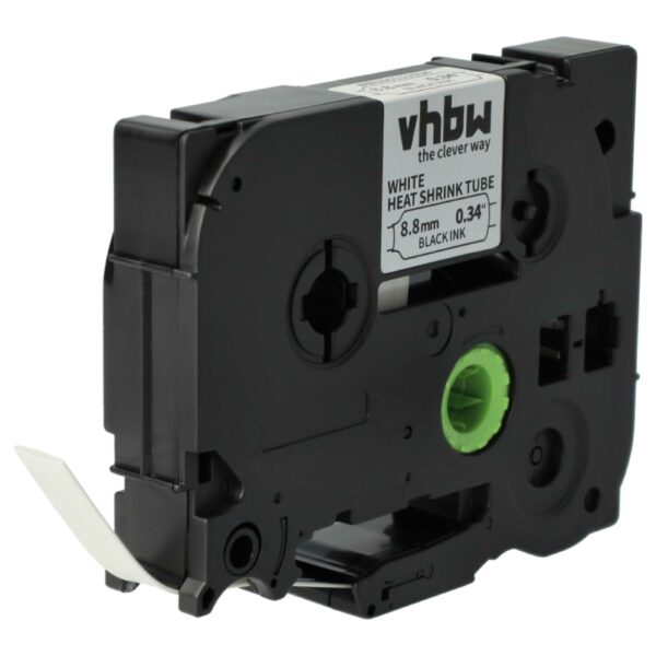 Fita de Etiquetas vhbw compatível com Brother HSe-221, HS-221 - Tubo Termorretrátil Preto e Branco 8,8 mm