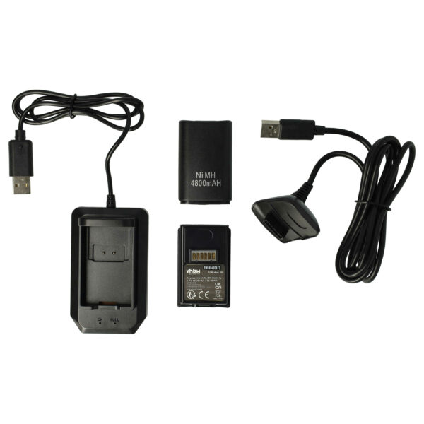 Kit Play & Charge vhbw (4 Peças) para Comando Microsoft Xbox 360 - Preto