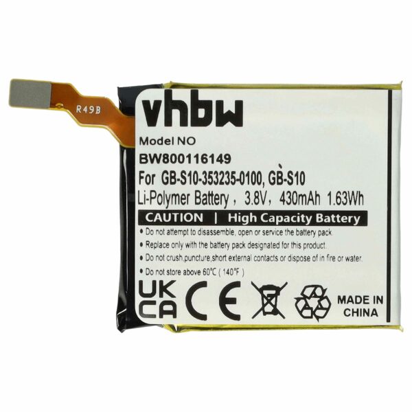 Bateria vhbw para Sony Smartwatch - 430 mAh 3.7 V Li-polymer