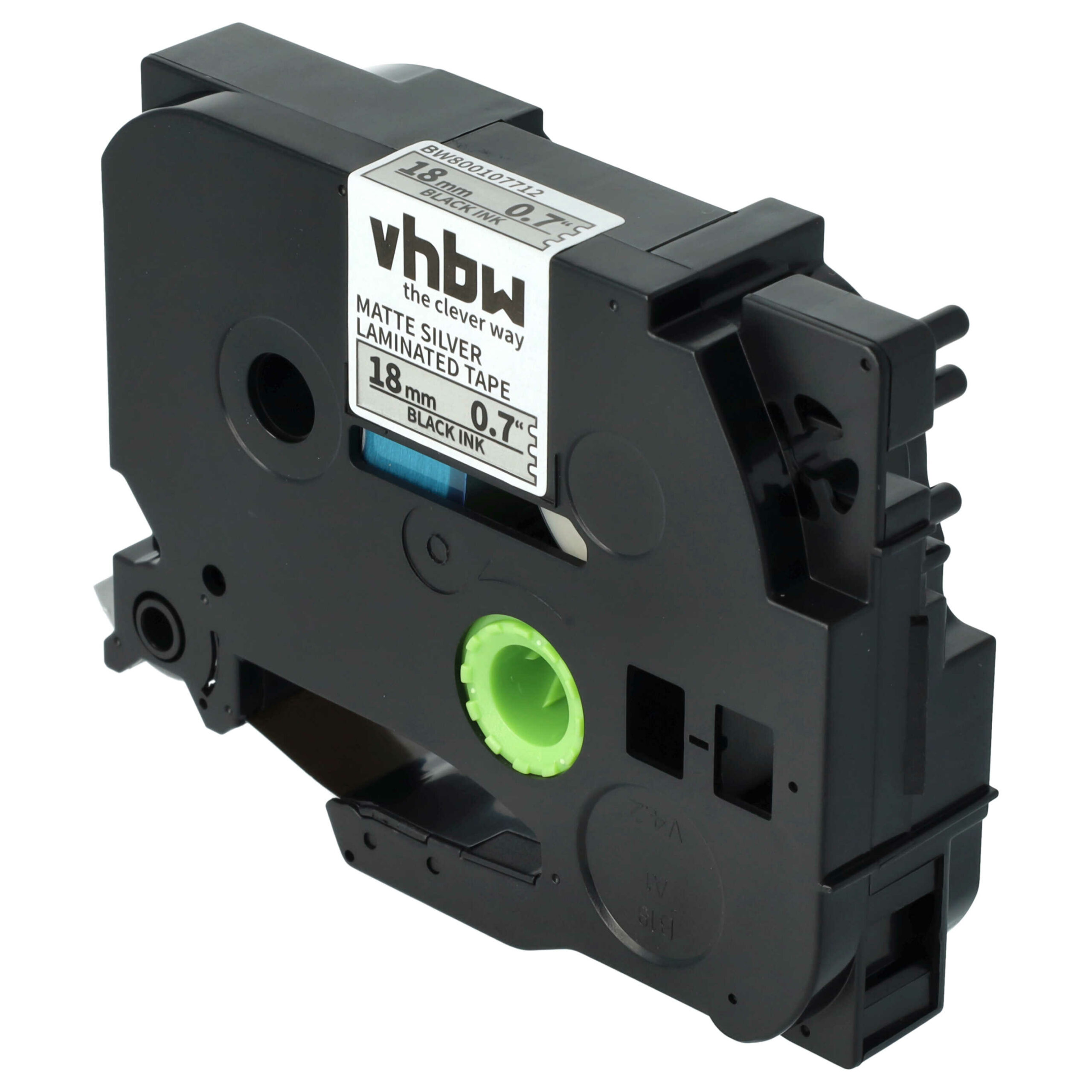 Fita de Etiquetas vhbw para Brother TZE-M94, TZ-M941 - 18 mm Preto em Prata Mate - Image 2