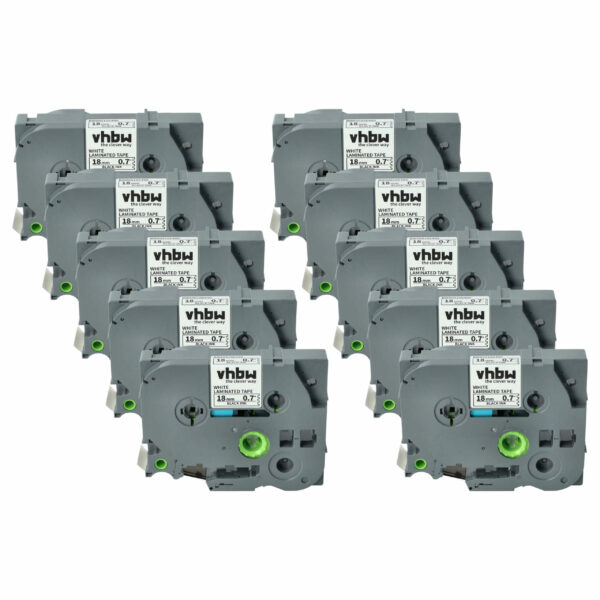 Pack 10x Fita Etiquetadora compatível com Brother TZ-241, TZE-241 - 18 mm Preto/Branco