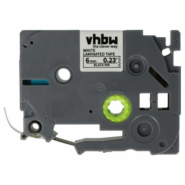 Fita de Etiquetadora vhbw 6 mm Preta/Branca compatível com Brother TZE-211 e TZ-211