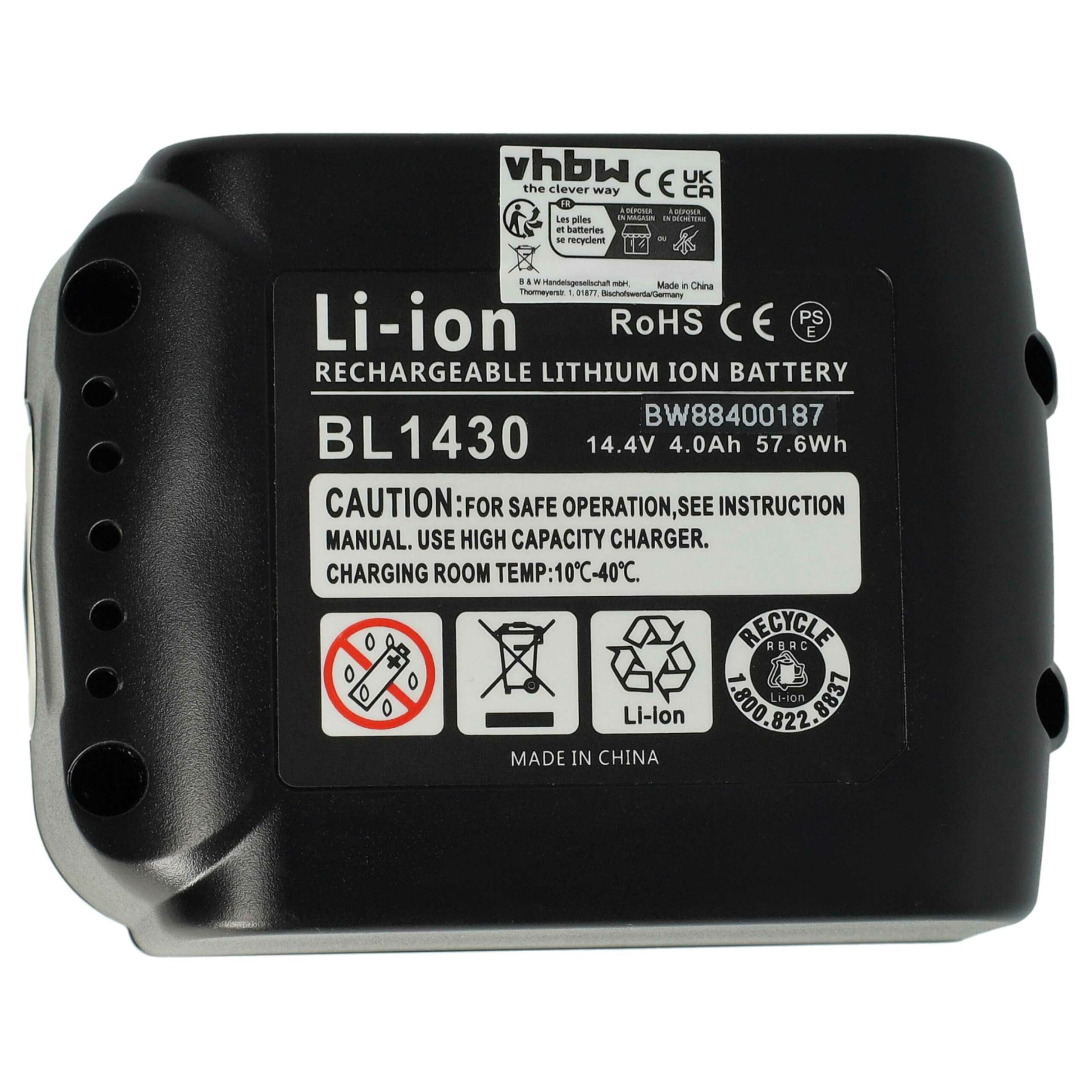 2 Baterias vhbw 14.4V 4000 mAh Li-Ion para Makita BL1415G, BL1413G, BL1411G - Image 3