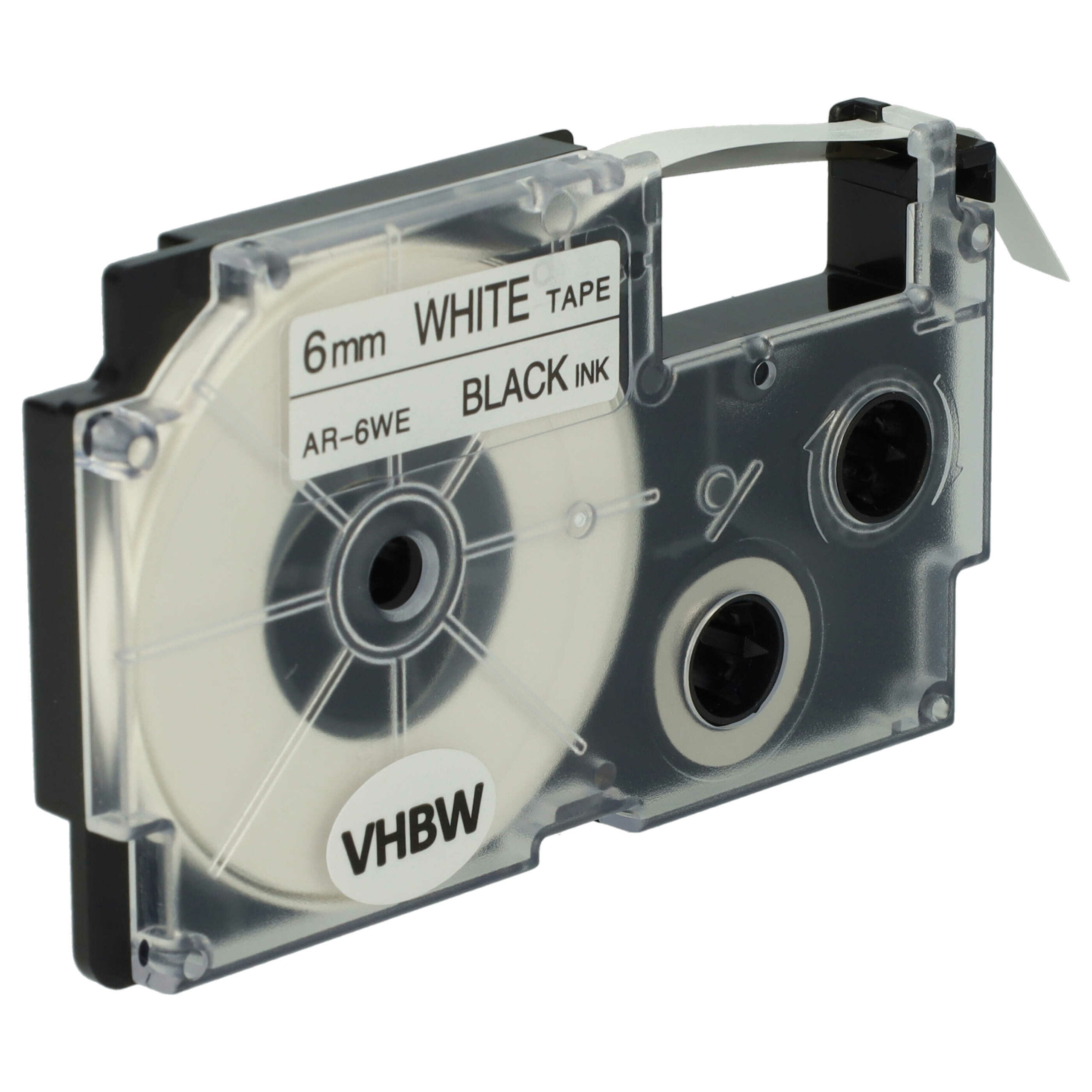 Pack de 10 Fitas de Etiquetas vhbw para Casio XR-6WE1, XR-6WE - 6 mm Preto sobre Branco - Image 3