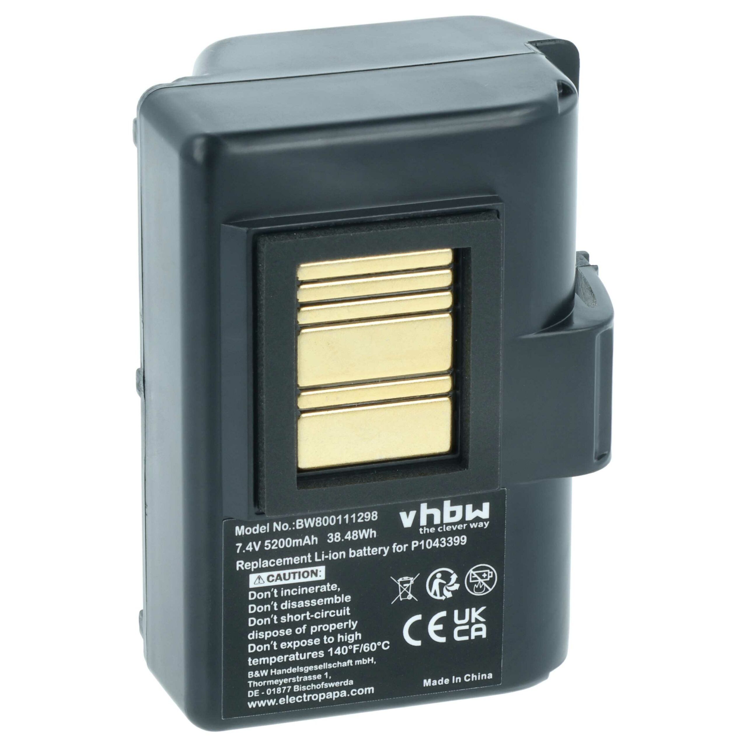 Bateria vhbw para Impressora Zebra - Pack 5x 5200 mAh 7.4 V Li-Ion - Image 3