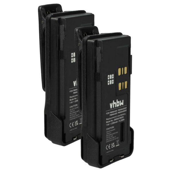 2x Bateria vhbw 2200 mAh 7.4 V Li-Ion para Motorola PMNN4406BR, PMNN4406, PMNN4409 + Clipe de Cintura