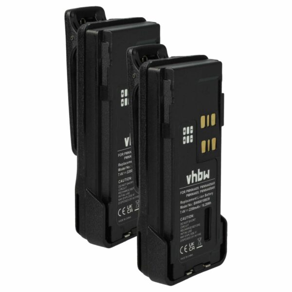 2x Bateria vhbw 2200 mAh 7.4 V Li-Ion para Motorola PMNN4406BR, PMNN4406, PMNN4409 + Clipe de Cintura