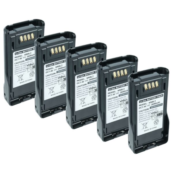 Conjunto de 5 Baterias vhbw para Rádio Kenwood KNB-L2M / KNB-L3 2600 mAh 7.4 V Li-Ion