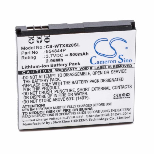 Bateria GPS vhbw 554844P - 800mAh, 3.7V