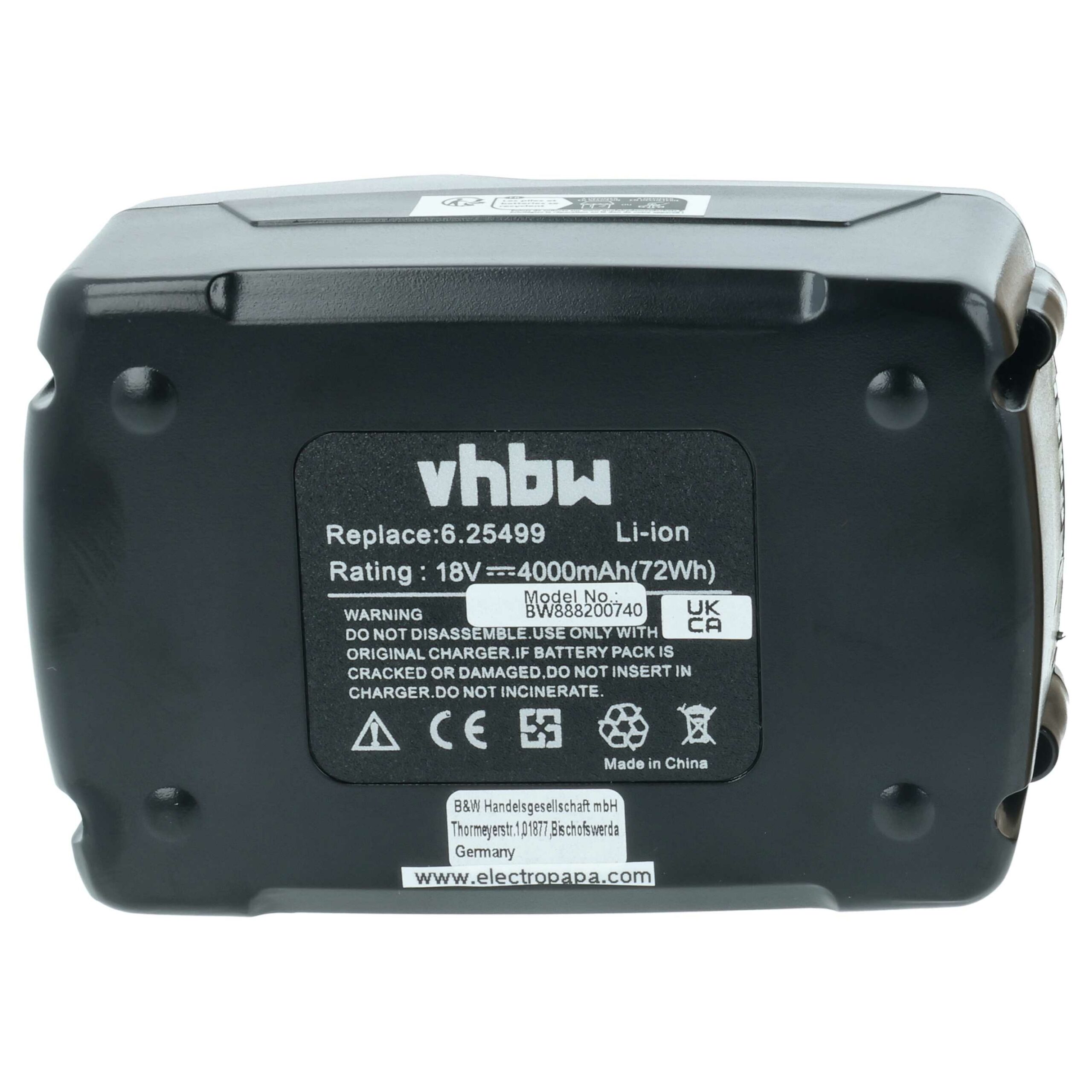 2x Bateria vhbw 4000 mAh 18 V Li-Ion para Pistola de Rebites Gesipa GES1679689 - Image 3
