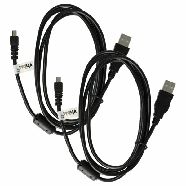 Cabo USB de Dados vhbw 2x - Compatível com Casio EMC-5U, Fujifilm e outras câmaras - 150 cm