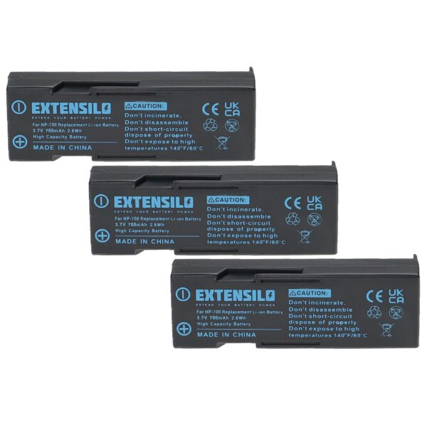 3x Bateria EXTENSILO compatível com Konica Minolta NP-700 / Sanyo DB-L30 - 700mAh