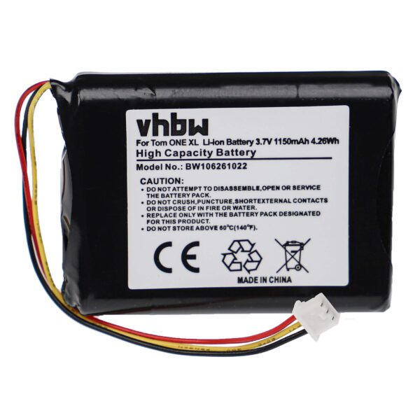 Bateria vhbw para GPS TomTom - 1150mAh, 3.7V (Maxwell IPC653443)