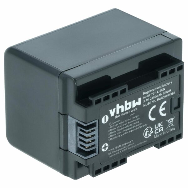 Bateria vhbw para Canon BP-727 - 2400 mAh 3.6 V Li-Ion