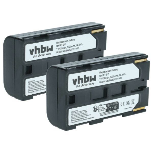 Bateria vhbw para Câmaras Canon - Substitui BP-927, BP-930, BP-915, BP-924, BP-911, BP-914 - 1300 mAh 7.2 V Li-Ion (Pack 2)