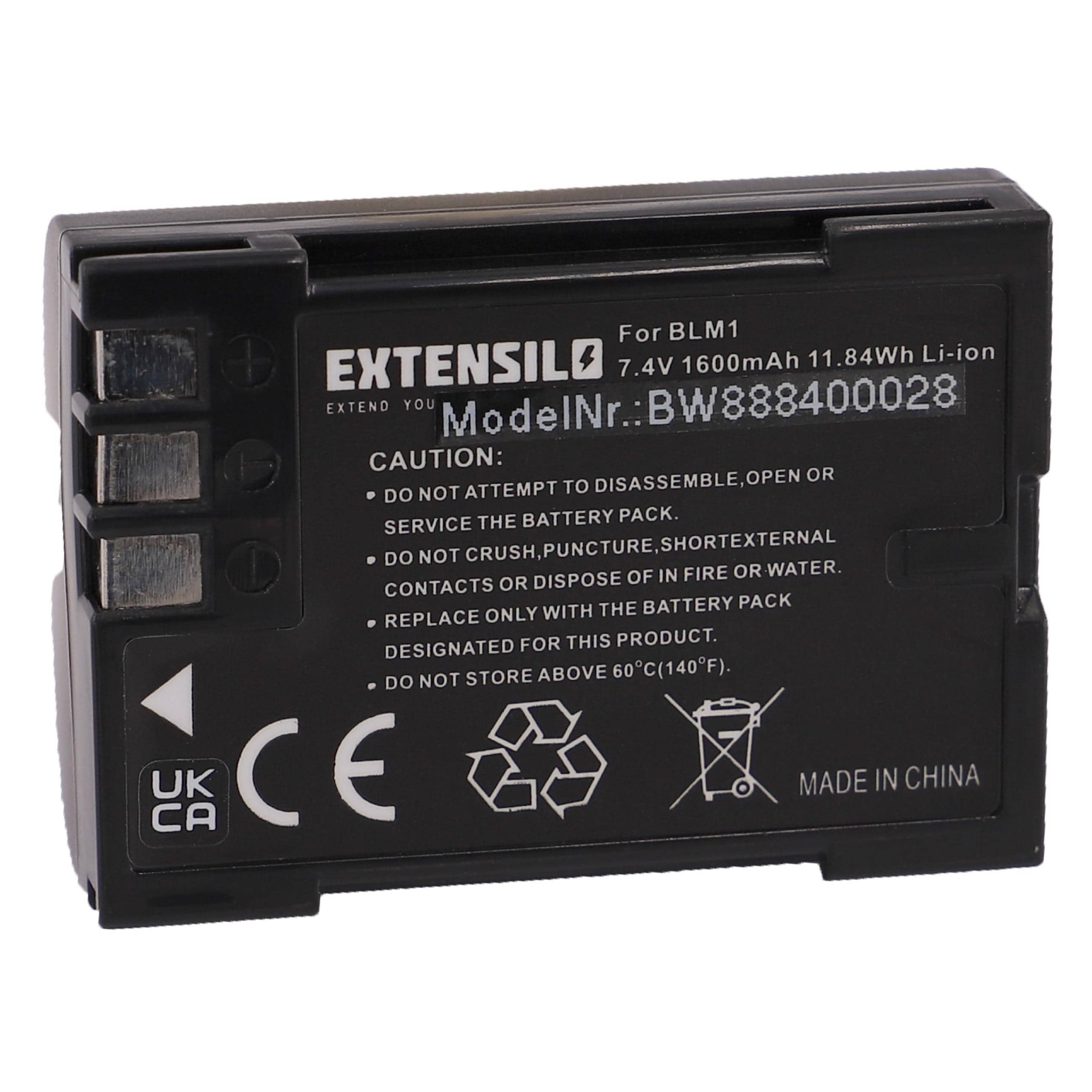 Bateria EXTENSILO para Olympus PS-BLM1 - 1600mAh, 7.4V, Li-Ion