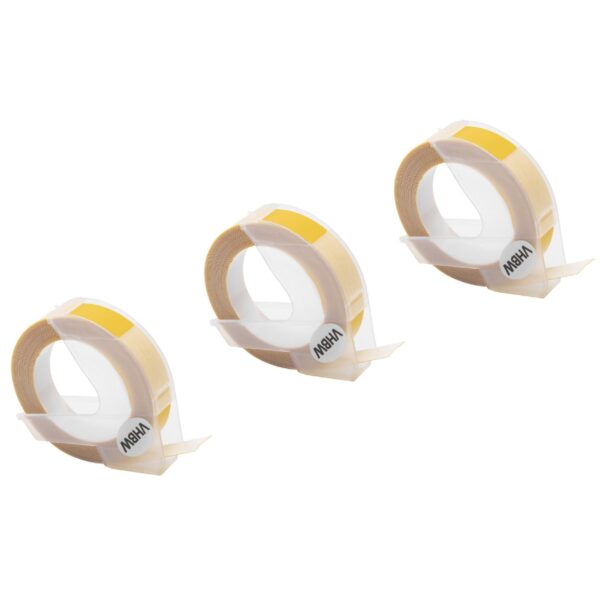 Fita de Etiquetagem 3D vhbw - 3 Unidades de Substituição Dymo S0898160, 520108 - 9 mm Branco sobre Amarelo