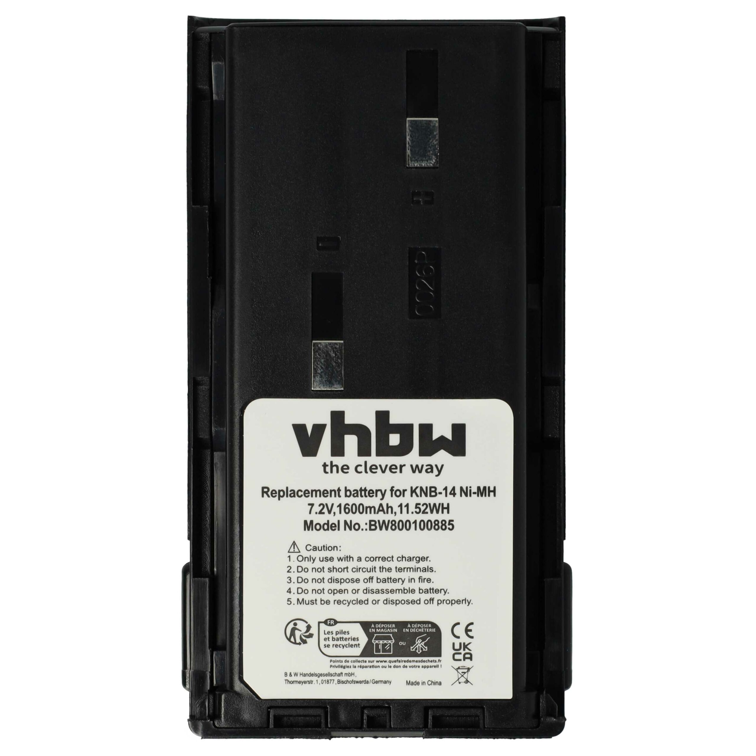 Bateria vhbw 5x para Rádio Kenwood/Bidatong BD-15-L - 1600 mAh 7.2V NiMH - Image 3