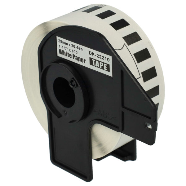 Rolo de Etiquetas Contínuas Compatível com Brother DK-22210 - 29 mm x 30,48 m + Suporte
