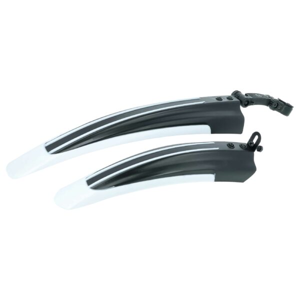 Conjunto de Guarda-Lamas vhbw para Roda Dianteira e Traseira de BTT 24/26" - Preto / Branco