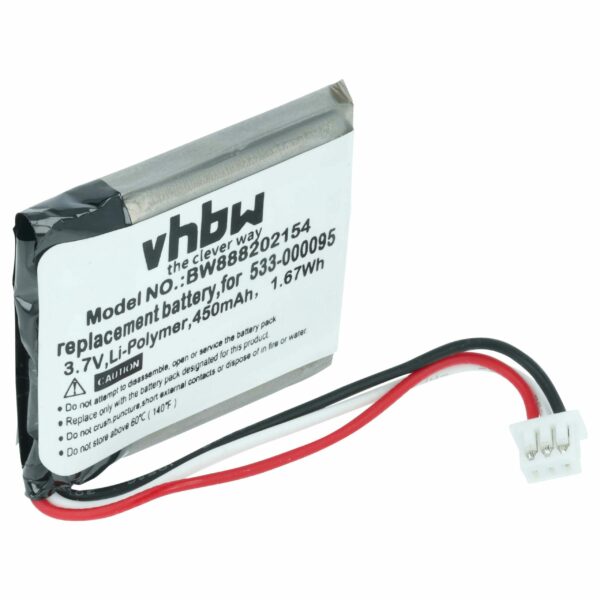 Bateria de substituição vhbw para auriculares Logitech 533-000095 - 450 mAh 3.7 V Li-polymer