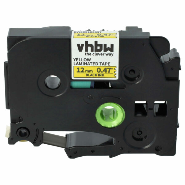 Fita de etiquetagem vhbw compatível com Brother TZ-631, TZE-631 - 12 mm Preto sobre Amarelo