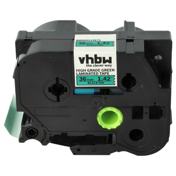 Fita de etiquetas compatível com Brother HGE-761 - 36 mm Preto sobre Verde