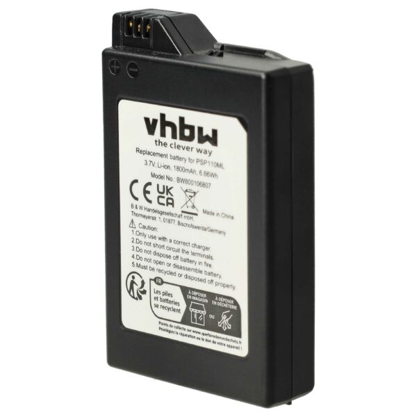 Bateria vhbw para consola Sony PSP-110, PSP-280G - 1800 mAh 3.7 V Li-Ion