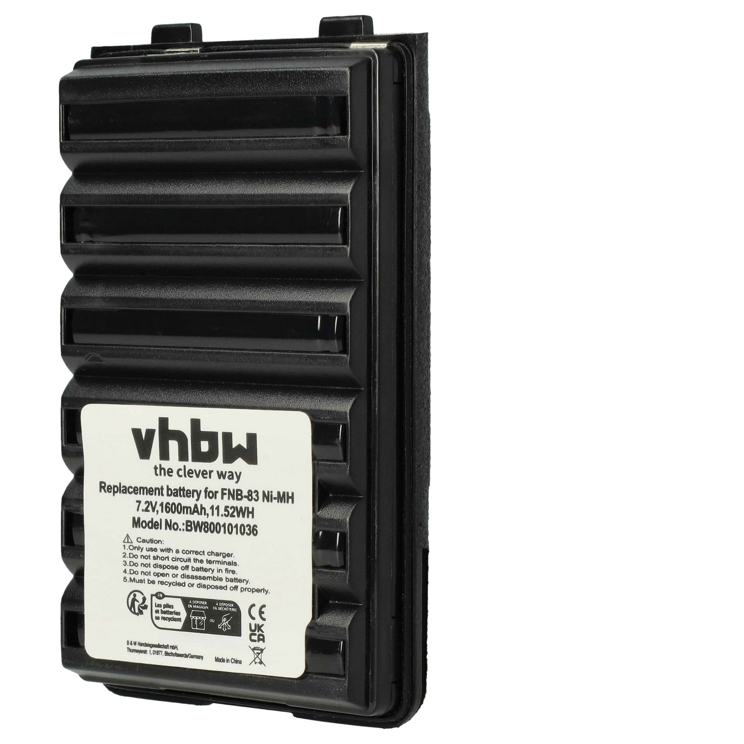 Bateria de rádio vhbw para Yaesu Vertex FNB-83, FT-60, VX-110 1600 mAh 7.2 V NiMH