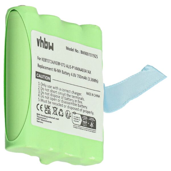 Bateria para Rádio Midland KEBT072A, BATT4R, BATT-4R, KEBT-072-A - 700 mAh 4.8 V NiMH vhbw