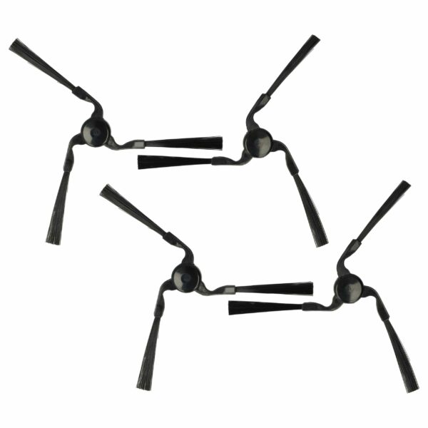 Pack 4 Escovas Laterais vhbw para Aspirador Robot Miele RX-SB2, RX1-SB, 9724010 - 3 Braços, Preto
