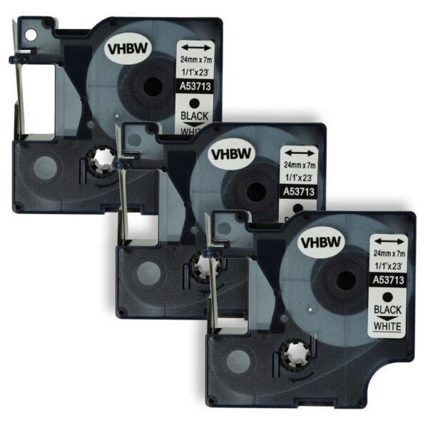 3x Fita de Etiquetas compatível com Dymo D1, 53713 - 24 mm Preto sobre Branco