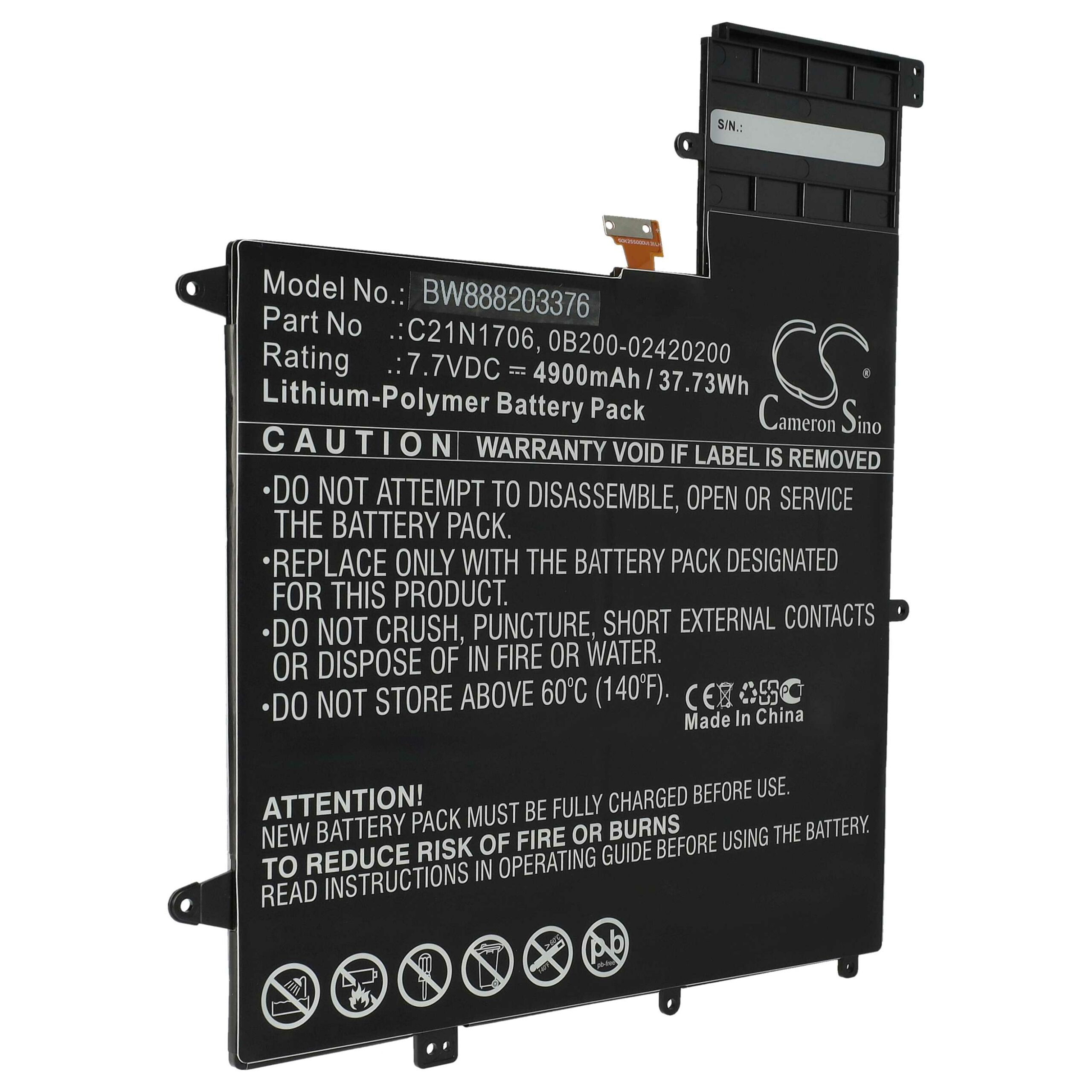 Bateria vhbw para Asus - 4900 mAh 7.7 V Li-polymer (0B200-02420200, C21N1706) - Image 2