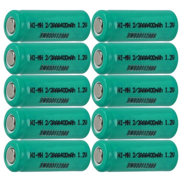 Células de Bateria em Bruto (10 Unidades) vhbw 2/3AAA - Recarregáveis 400mAh 1.2V NiMH