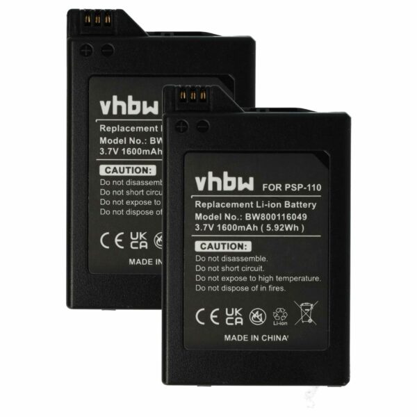 Bateria vhbw para PlayStation Portable PSP-280G, PSP-110 - 1600 mAh 3.7 V Li-Ion (Pack 2x)