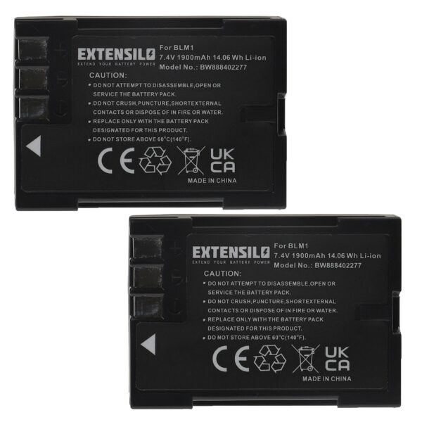 2x Bateria substitui Olympus PS-BLM1 - 1900mAh, 7.4V, Li-Ion
