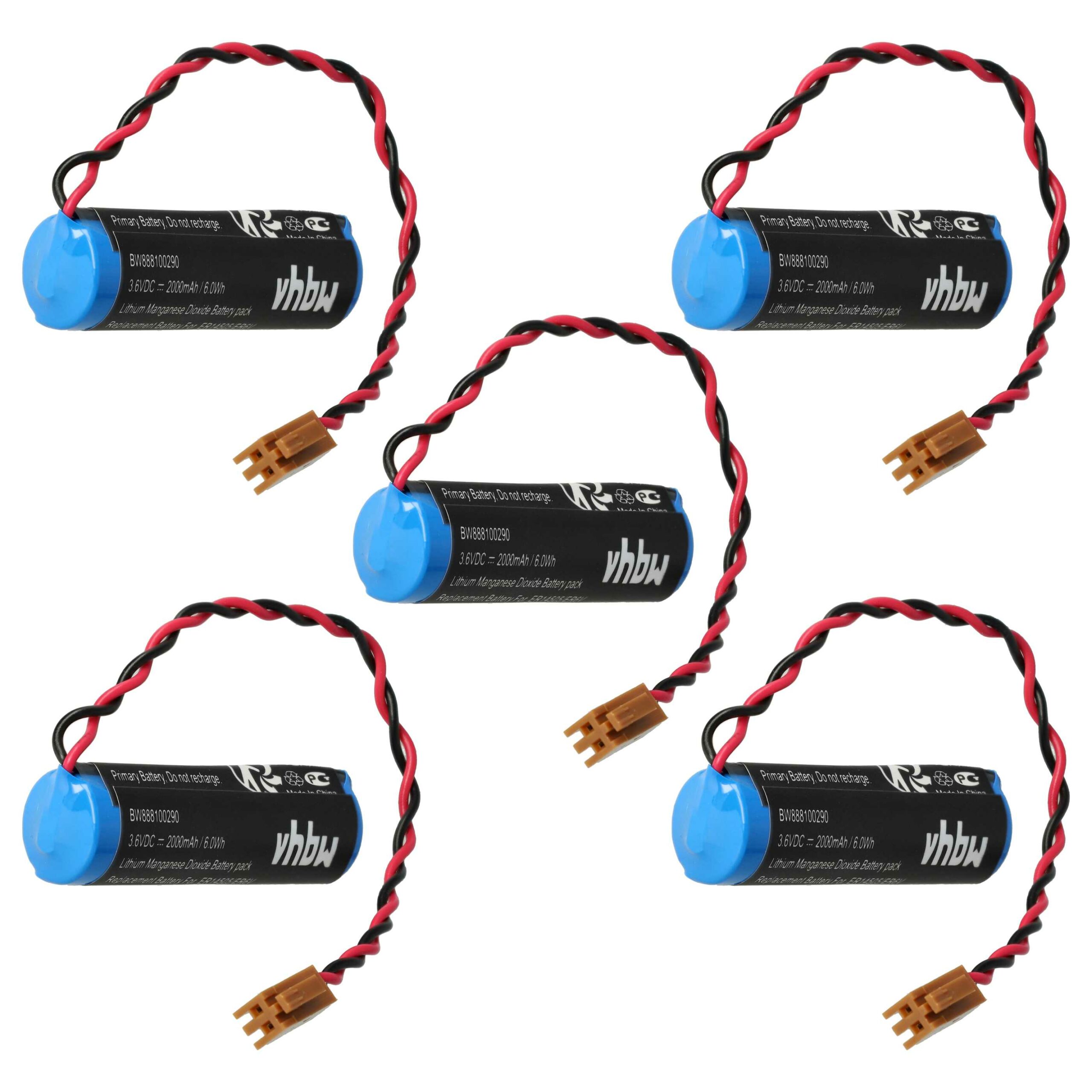Bateria vhbw para Controlador CNC 5x (substitui Toshiba ER6V, JAE2P) - 2000 mAh 3.6 V Li-MnO2