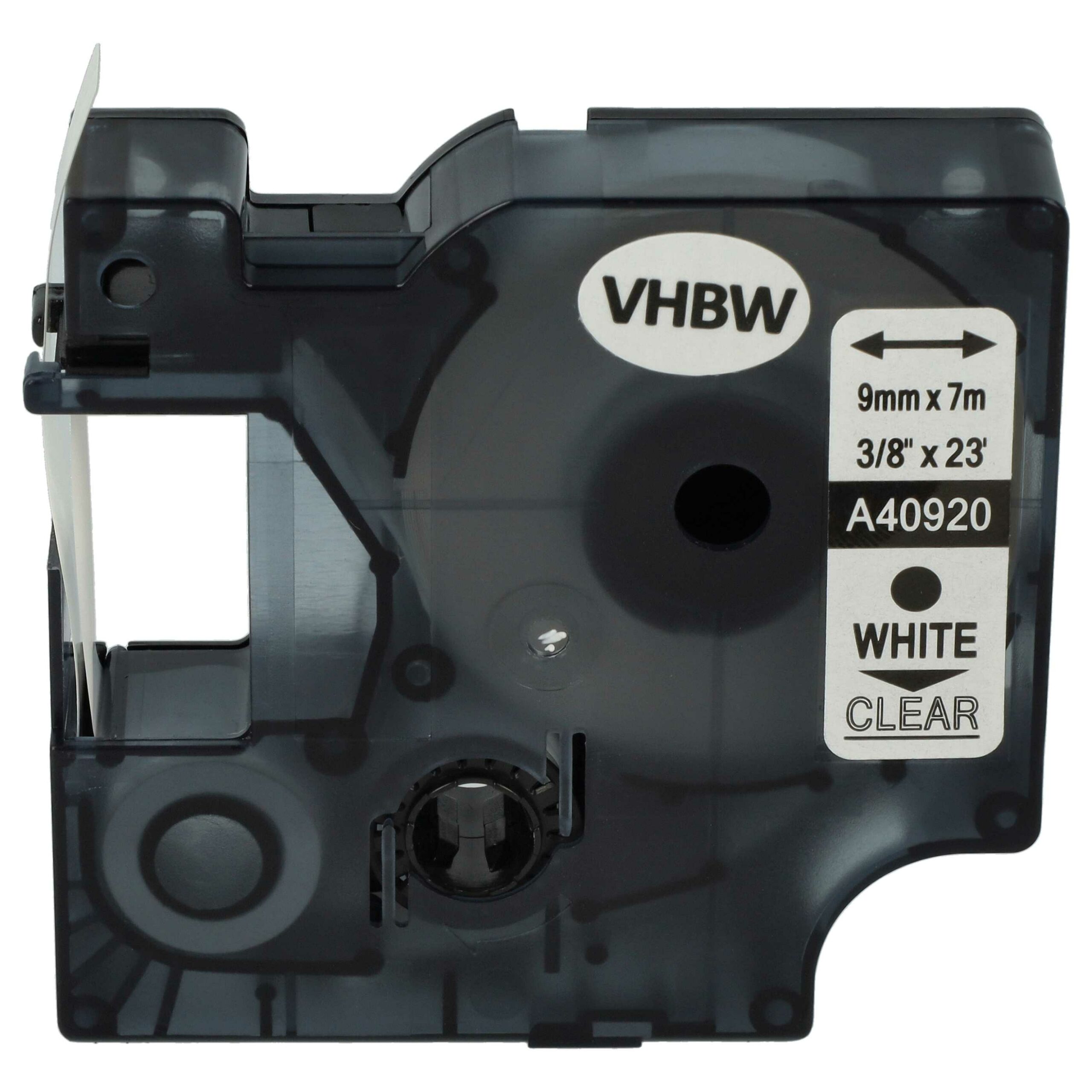 Fita de Etiquetas compatível com Dymo D1 40920 - 9 mm Branco sobre Transparente - Image 3