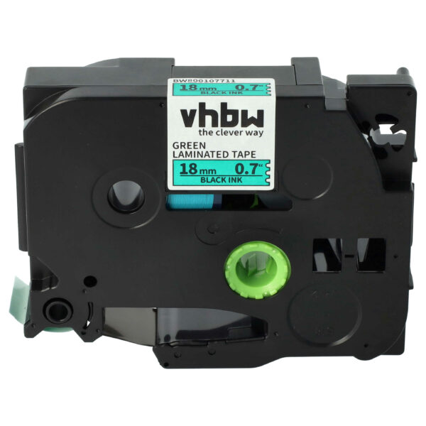 Fita para Etiquetadora vhbw substitui Brother TZE-741 / TZ-741 - 18 mm Preto sobre Verde