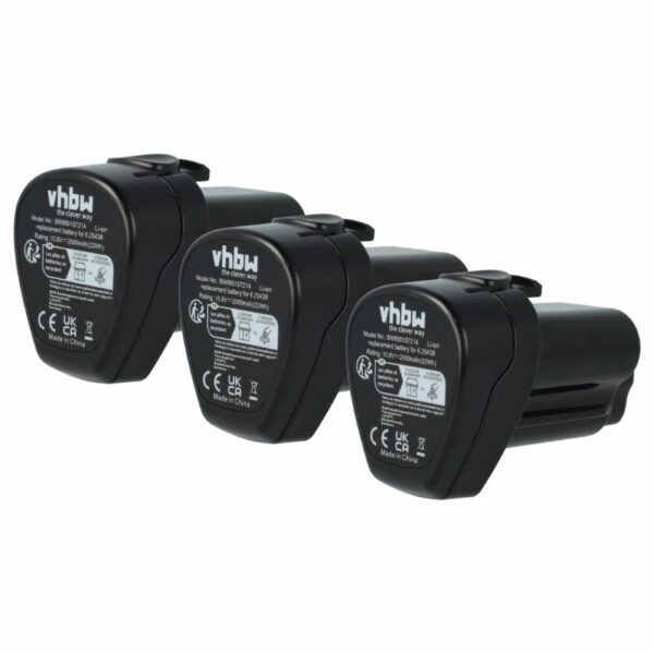 Pack 3x Bateria vhbw Compatível Metabo 6.254.39, 6.254.38, 6.254.36 - 10.8V 2000mAh Li-Ion