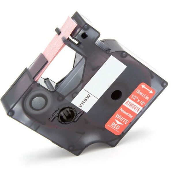 Fita de Etiquetas vhbw Substitui Dymo 1805416 - 12 mm Branco sobre Vermelho, Vinil