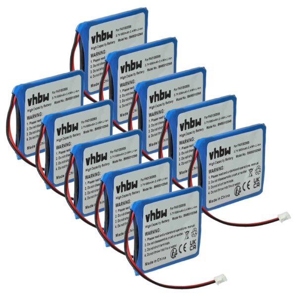 10x Bateria de Substituição vhbw para Aastra BKB 201 010/1, FA01302005 - Telefone Fixo Ericsson - 650 mAh 3.7 V Li-Ion