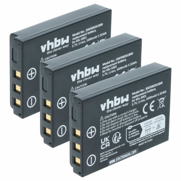 3x Bateria vhbw substitui Icom BP-243 - 1600mAh, 3.6V, Li-Ion