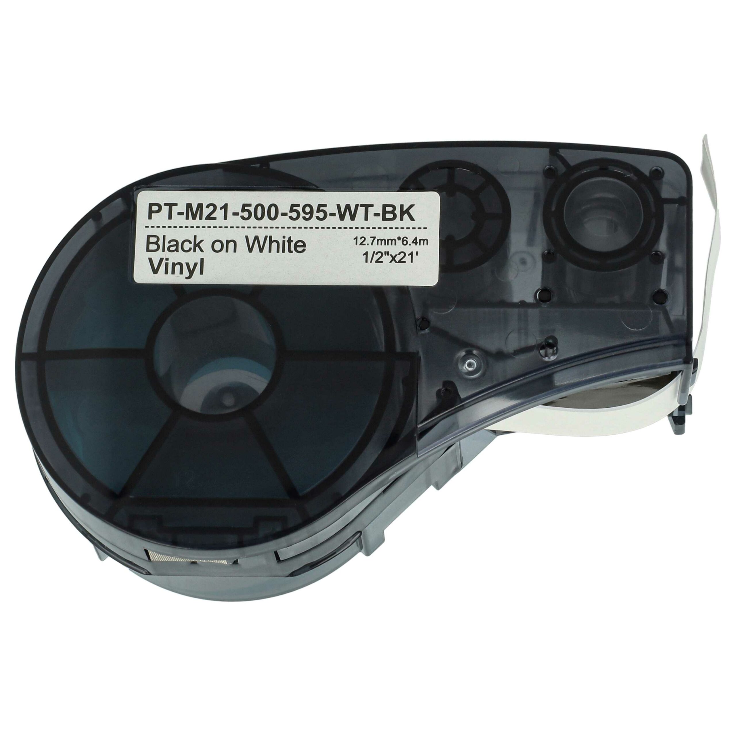 5x Fita de Etiquetas vhbw substitui Brady M21-500-595-WT - 12.7 mm Preto sobre Branco, Vinil - Image 3