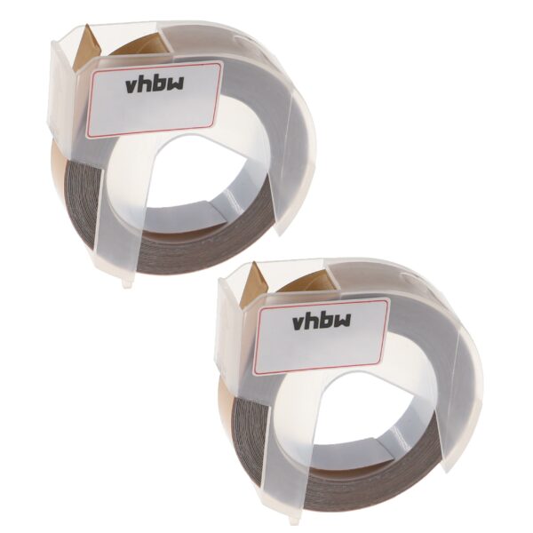2x Fita de Etiquetas 3D Embossed vhbw para Dymo 0898140 - 9 mm Branco sobre Ouro