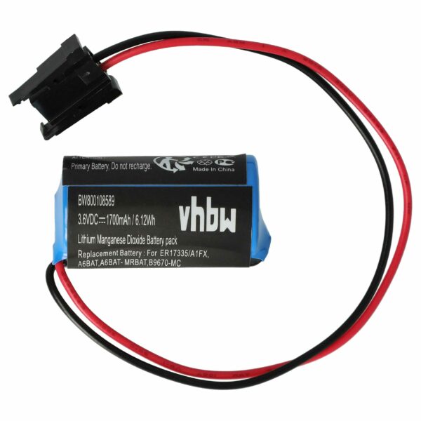 Bateria para Controlador Industrial Mitsubishi B9670-MC, A6BAT, A6BAT-MRBAT - 1700mAh 3.6V Li-MnO2 vhbw